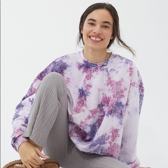 Urban Outfitters Tops - Urban Renewal Pink/Purple Tie Dye Crew Neck Sweatshirt OS